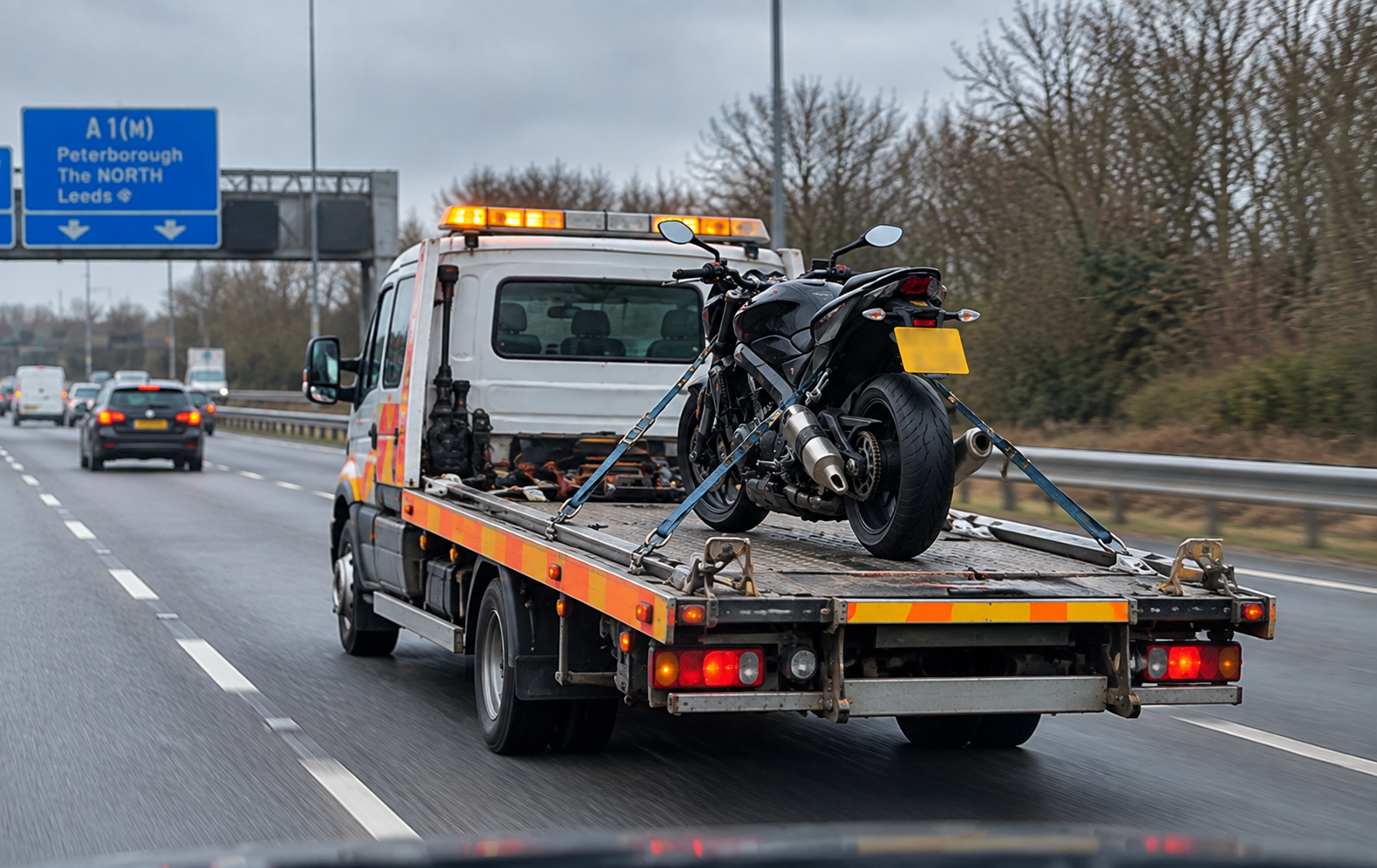 Motorcycle being transported